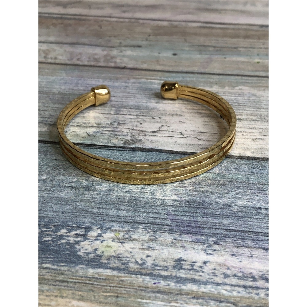 Gold Tone Bangle Bracelet Hammered Textured NWOT